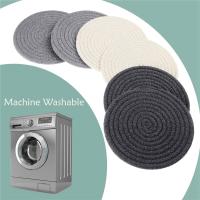 Posavasos de algodón con soporte para bebidas, posavasos absorbentes minimalistas para el hogar, 8 piezas, 4 colores - details 4