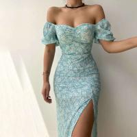 Un escote único festivo, una cintura delgada con un temperamento de apertura y un vestido floral de talla grande para mujer. - details 8