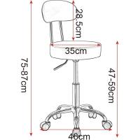 Taburete de Trabajo de 1 Pieza Giratorio Taburete de Silla Giratoria Silla de Oficina con Respaldo de Altura Regulable en Blanco - details 2