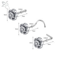 ZS-perno de Nariz de cristal CZ para hombres, forma de cruz de abeja de corazón, 316L retenedor de Pin de acero inoxidable, joyería de Piercing de fosa nasal en forma de L, 20g, 1 pieza - details 20