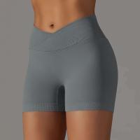 Crossover mujeres deporte gimnasio entrenamiento correr cintura alta Yoga Push Up cadera sin costuras Fiess Shorts - details 20