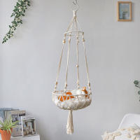 Hamaca colgante de macramé para gatos, cesta tejida a mano, cama columpio para gatos, decoración colgante para interiores y exteriores - details 7