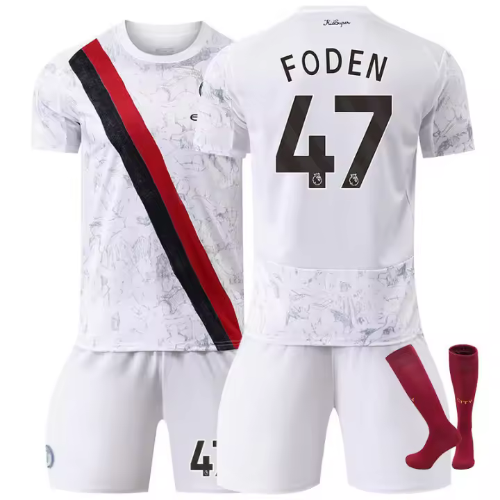 Camiseta de fútbol visitante del Manchester City 25-26, número 9 Haaland, camiseta de De Bruyne 17, Grealish Foden 10 - 1