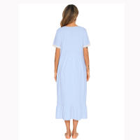 Pijamas para mujer, ropa de dormir con cuello cuadrado, camisón de manga corta, vestido mixto de encaje - details 7