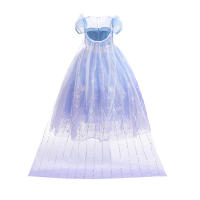 Vestido de princesa para niñas, disfraz de Elsa para Halloween, carnaval, fiesta de cumpleaños, tela azul - details 12