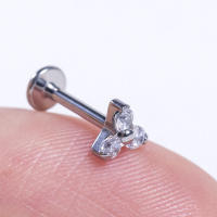 1Pc G23 titanium de la Piedra del zircon de triángulo labret stud helix cartílago de la oreja pendientes labio anillo bar joyería piercing del cuerpo - details 5