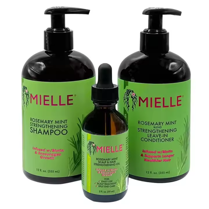 MIELLE Rosemary Mint Organics infundido con biotina fomenta el crecimiento de productos para un cabello más fuerte y saludable y un conjunto de paquetes de peinado - 1