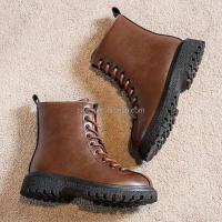 Nuevas botas planas de invierno a la moda con tobillo alto, zapatos deportivos de cuero para exteriores para niñas, zapatos baratos americanos de marca para niños - details 6