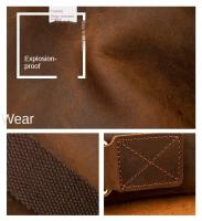 Bolso cilíndrico horizontal, bolso de hombro de cuero de caballo loco para hombres, bolso transversal de cuero genuino europeo y americano retro para hombres - details 11