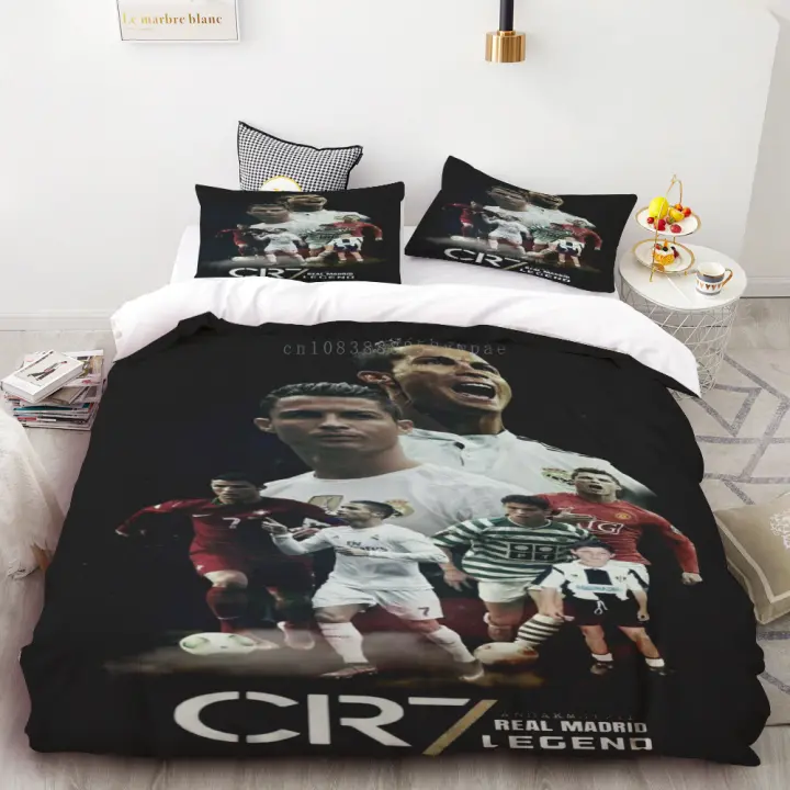 Conjunto de Funda de Edredón 3D de Fútbol Estrella Ronaldo Ligero, Cómodo, Decoración de Dormitorio Doble - 1