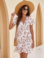 Mujer vestido casual manga mosca con cordón cuello en v playsuits con bolsillo pantalones cortos mono corto vestidos jumpsuits - details 8