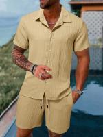 Traje informal a rayas para hombre, conjunto de dos piezas de alta calidad, talla estadounidense, Color sólido, moda de verano - details 9