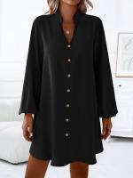Vestido suelto de desayuno único con cuello en V de manga larga de primavera y verano 2025 para mujer - details 4