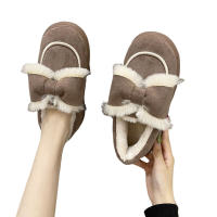 Transfronteriza Amazon otoño e invierno zapatillas de algodón hogar zapatos de algodón gamuza mariposa cómodo suela suave todo incluido talón arrastre - details 2