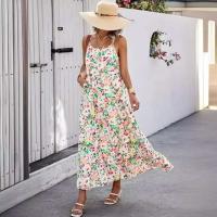 Nuevo vestido largo bohemio de verano para mujer, falda con tirantes estampada a la moda para vacaciones en la playa para mujer - details 1