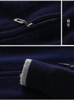 Otoño e Invierno suéter de cachemira pura para hombre cuello medio alto tejido con cremallera forro polar abierto Top de Color sólido - details 18