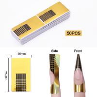 Puntas de forma de uñas francesas, Gel acrílico UV, pegatinas de rizo, molde de guía de arte, herramientas de manicura, 50 piezas - details 1