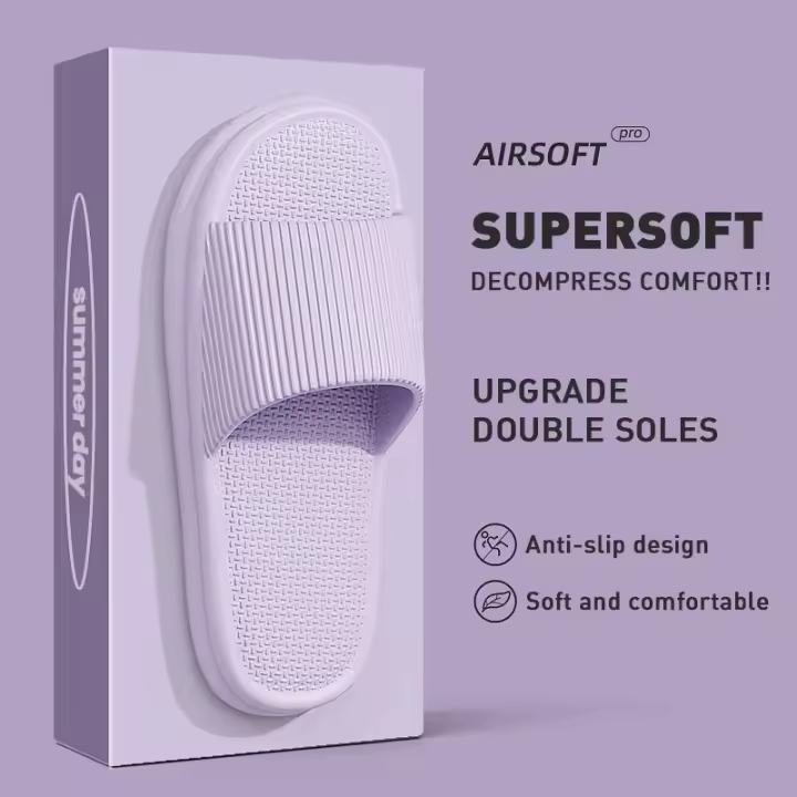 Zapatillas de casa de Color sólido para hombre y mujer, chanclas de baño antideslizantes de EVA, sandalias ligeras concisas para mujer, zapatos para parejas, verano - 1
