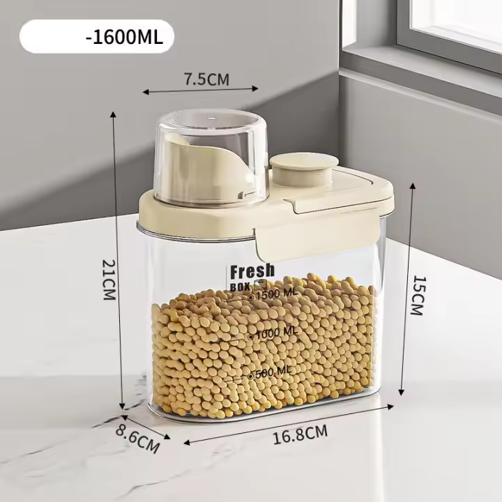 Tarros sellados de calidad alimentaria para el almacenamiento de arroz, soja y otros productos, sellado eficaz, a prueba de insectos, a prueba de humedad, a prueba de moho Tarros de almacenamiento de granos y cereales - 1