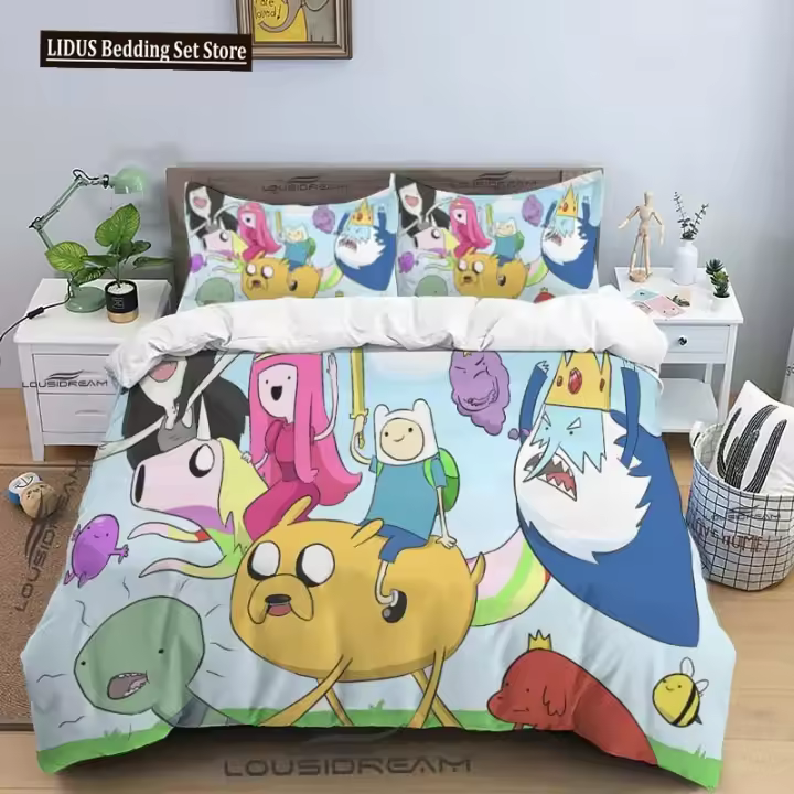 Cubierta de Edredón de Aventura de Dibujos Animados de Temporada de Fin y Jake Cama de Niño y Niña - 1