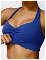 Sujetador deportivo con cuello Halter para mujer, Top fruncido de alto soporte para gimnasio, ropa de entrenamiento, corsé de - details 4