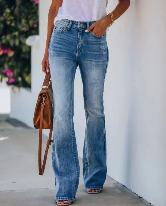 Vaqueros Bootcut elásticos de talle alto para mujer - 1