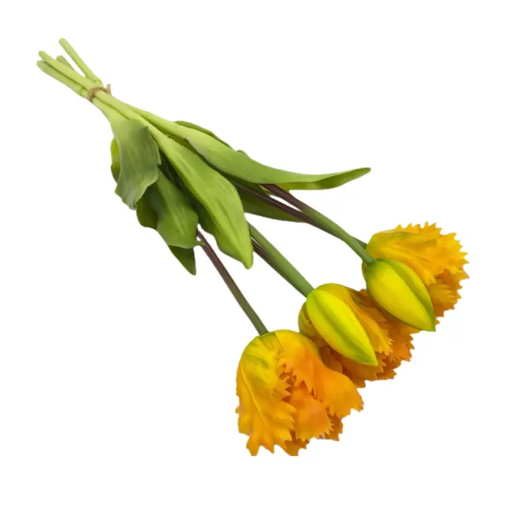 5 uds 5 cabezas flores artificiales de tulipán loro simulación realista de lujo ramo de tulipanes hecho a mano flores falsas de tacto Real - 1