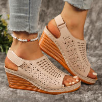 2025 Sandalias de Velcro Ligeras y Huecas de Estilo Nuevo de Verano para Mujeres Sandalias de Cuña para Mujeres - details 0