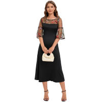 2025 Primavera/Verano Nueva falda larga de vestido bordado de encaje para mujer grande - details 3