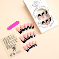 Uñas de Bailarina Francesa en 3D de Mariposa Cubierta Completa de Punta de Acrílico, 24 Piezas, Diseño Corto de Caja de Coffin - details 5