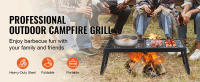 SucceBuy Parrilla plegable para fogata, rejilla de malla de acero resistente de 57 cm, parrilla portátil para acampar sobre fogata, estante de cocina para fogata con patas y bolsa de transporte para cocinar al aire libre con llama abierta - details 0