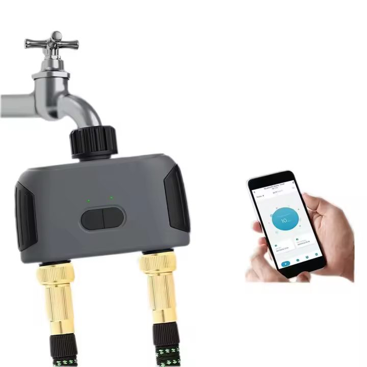 Controlador de goteo automático, válvula de agua, sistema automático, WiFi, temporizador inteligente de riego de jardín, 2 salidas - 1