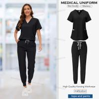 Exfoliantes médicos, accesorios de enfermería Dental, conjunto de Top de manga corta + pantalones, bata quirúrgica, uniforme de Spa transpirable para mujer - details 8