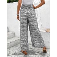 Pantalones de pierna ancha para mujer en verano Chic Moda elegante con cintura elástica y diseño floral - details 8