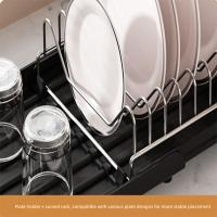Escurridor de platos extensible de gran capacidad, soporte de almacenamiento de utensilios para ahorrar espacio, organizador de vajilla, escurridor de platos de diseño hueco - details 9