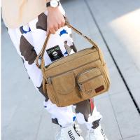 Bolso cruzado para hombre, lona Vintage, correas ajustables, múltiples bolsillos con cremallera, duradero, para senderismo al aire libre - details 5