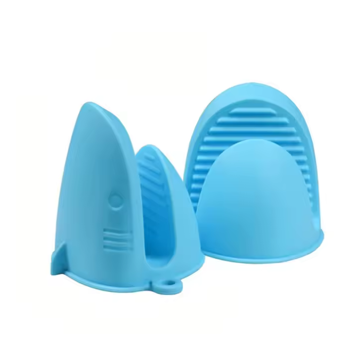 Manoplas de silicona con forma de tiburón para horno, utensilios de cocina, aislamiento térmico antiescaldado, guante antideslizante, plato caliente, 1 par - 1