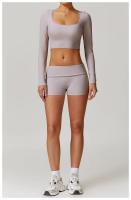 Shorts Deportivos de Cintura Alta y Adelgazados Mango de Melocotón para Yoga y Estiramiento - details 7