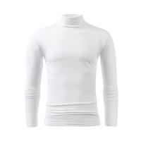 Camiseta de manga larga con cuello medio alto para hombre, Jersey informal de Color sólido, ropa interior - details 14