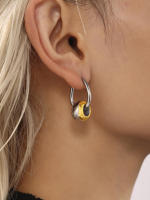 De Maple inoxidable de la venta de La Gota de metal de Empalme Stud Pendientes para las mujeres de dos maneras de desecho de color Nuevo accesorio Encanto de lujo de joyería - details 2