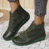 Botines planos vintage para mujer, zapatos informales con cordones - details 4