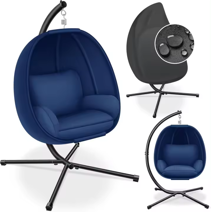Hamaca de Lujo Marco y Cojín de Asiento Suave Cojín Lateral Cojín de Asiento y Respaldo Cesta - 1