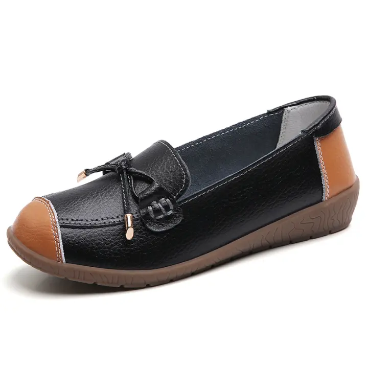 Mocasines informales sin cordones para mujer, Calzado cómodo para caminar, de cuero, para conducir - 1