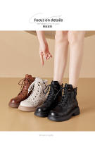 Botas de Cuero Martin para Mujer 2025 Estilo Coreano Zapatos Casuales con Cordones - details 8