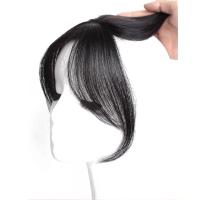 Pelucas con flequillo de parte media, extensión de cabello Invisible con flecos falsos, cabello Natural, postizos con Clip negro - details 11