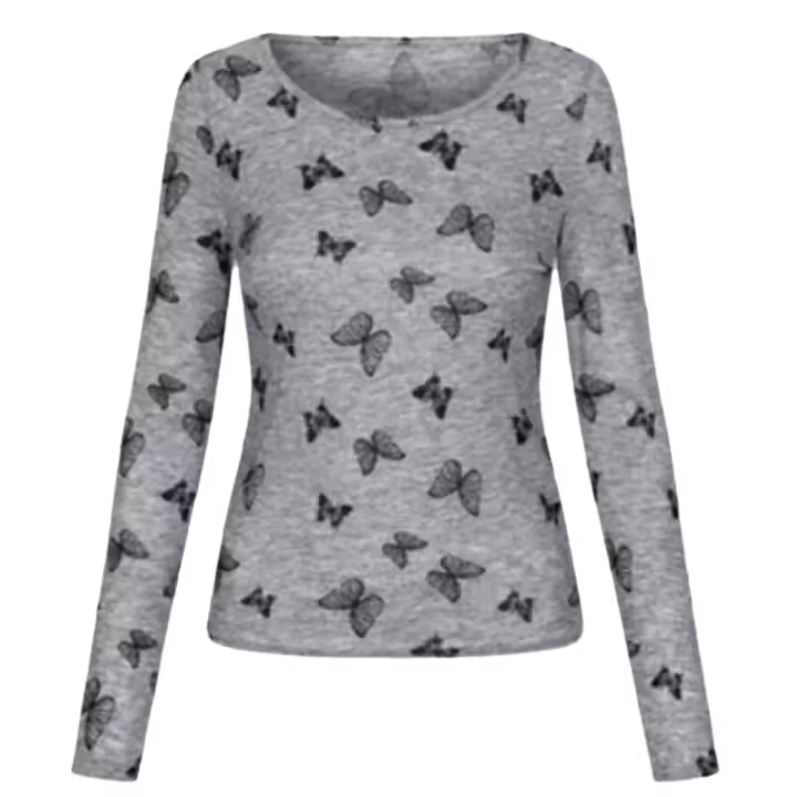 Camisetas de Manga Larga Y2K para Mujer Jerséis con Protección Solar Ins Mariposa - 1