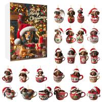 Calendario de Adviento de Navidad 2024,con 24 encantadores colgantes de perro salchicha, adornos de árbol de Navidad para decora - details 5