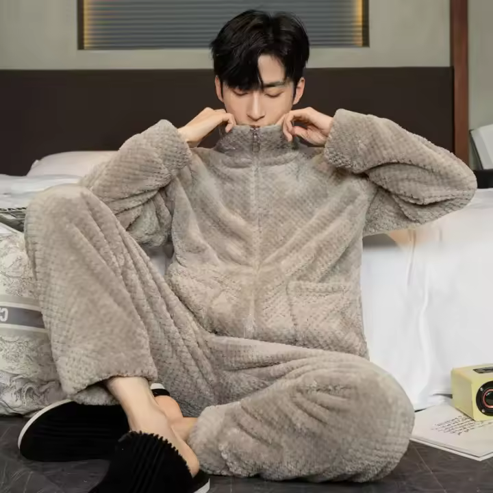 Ropa de dormir de invierno para hombre Warm Pan t - 1