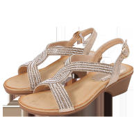 Sandalia 2025 Nuevas sandalias de moda con diamantes de agua Zapatos de mujer con tacón inclinado y parte inferior gruesa - details 2