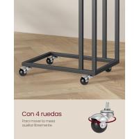Mesa Auxiliar Moderno Mesa Lateral con Ruedas y Pies Ajustables Ideal para Dormitorio, Marco de Acero, Fácil de Montar Negro Ébano LNT050B56 - details 3